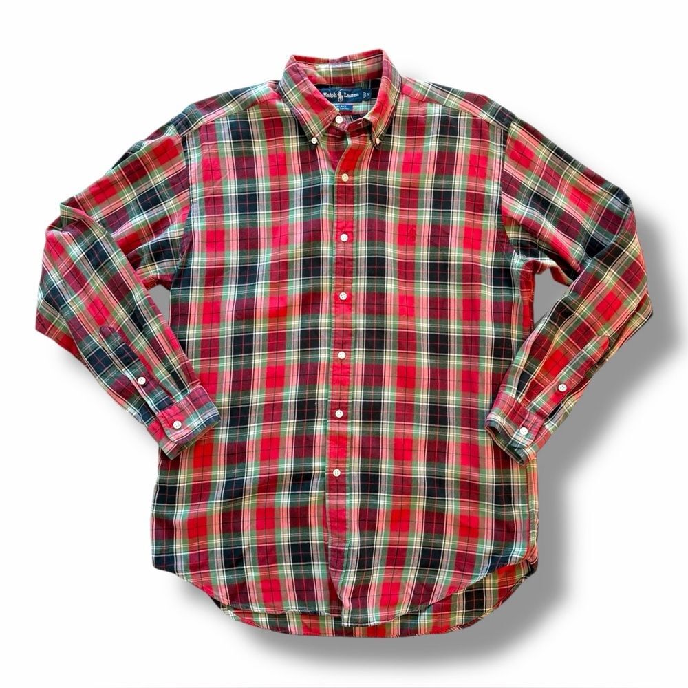 Ralph Lauren Blake 100% Cotton Shirt Plaid Preppy Classic Top Mens Size M